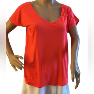 MPG Small  red oversized v neck tee shirt . Activewear, workout top .PTP 21”